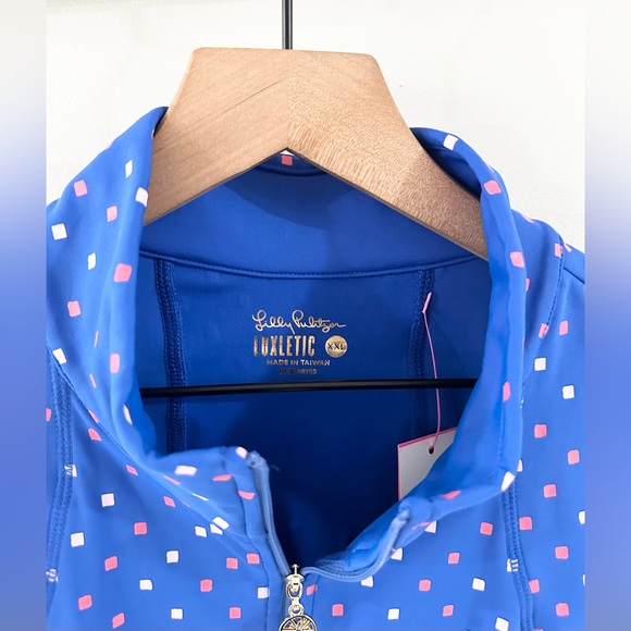 NWT Lilly Pulitzer Luxletic Callie Half Zip UPF 50+ Top Blue Size XXL - Picture 8 of 10